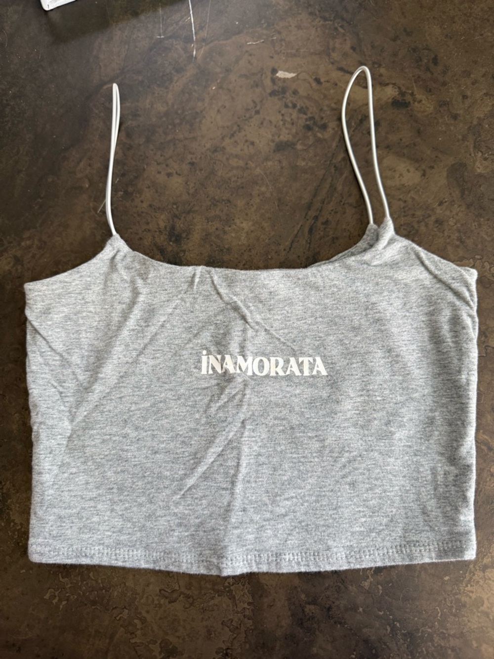 iNAMORATA Gray Logo Cropped Camisole